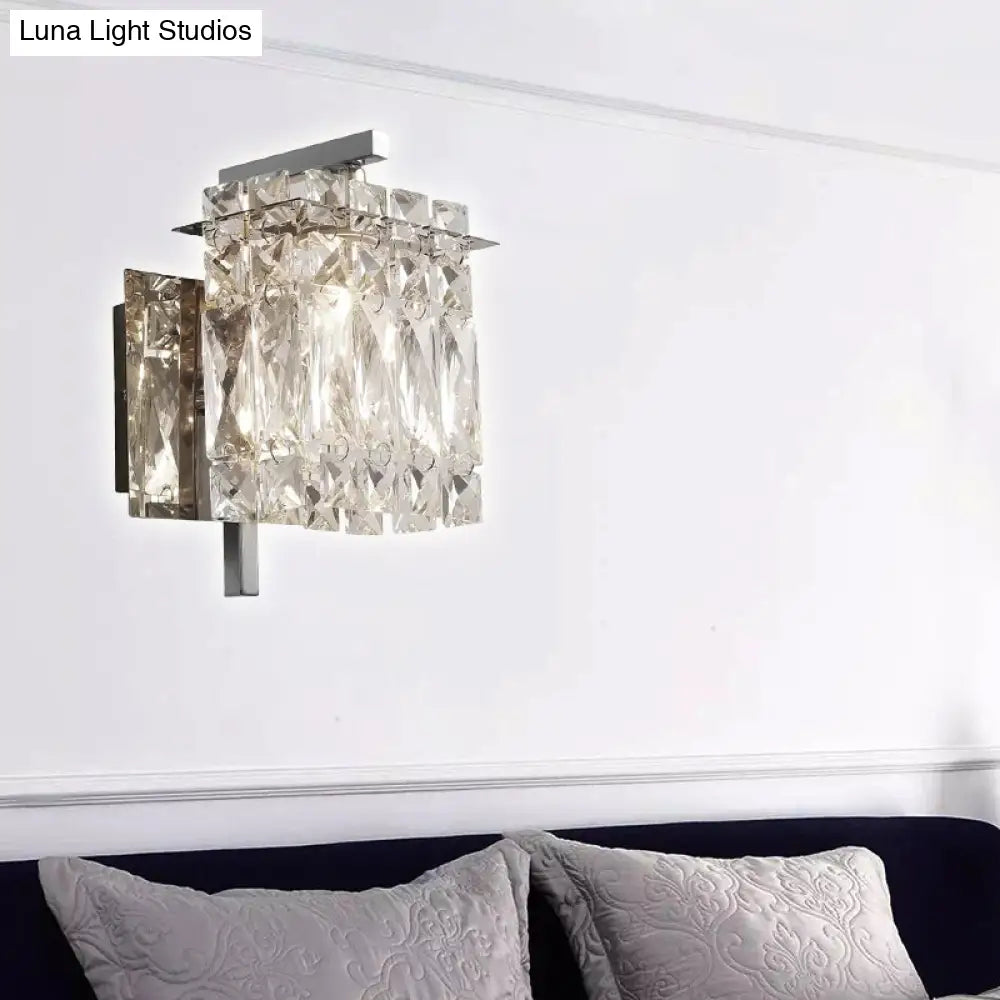 DecorBites™ Modern Crystal Rectangle Wall Light with 1/2/3 Lights - Flush Mount Wall Sconce in Chrome/Gold for Living Room