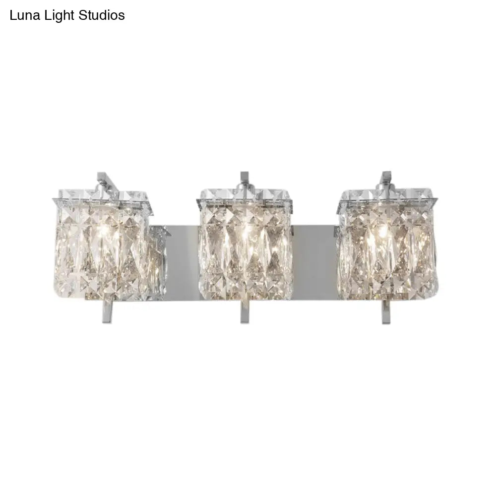 DecorBites™ Modern Crystal Rectangle Wall Light with 1/2/3 Lights - Flush Mount Wall Sconce in Chrome/Gold for Living Room
