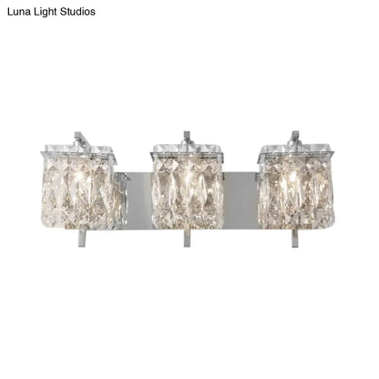 DecorBites™ Modern Crystal Rectangle Wall Light with 1/2/3 Lights - Flush Mount Wall Sconce in Chrome/Gold for Living Room