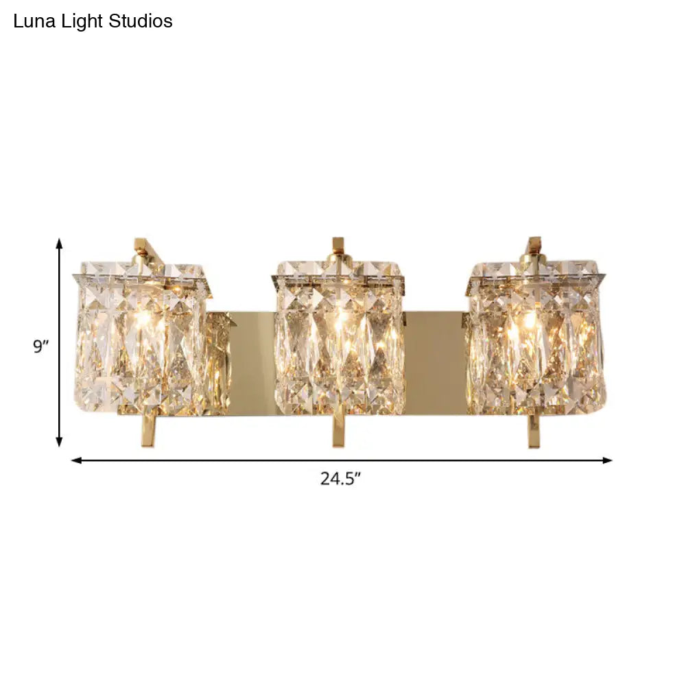 DecorBites™ Modern Crystal Rectangle Wall Light with 1/2/3 Lights - Flush Mount Wall Sconce in Chrome/Gold for Living Room