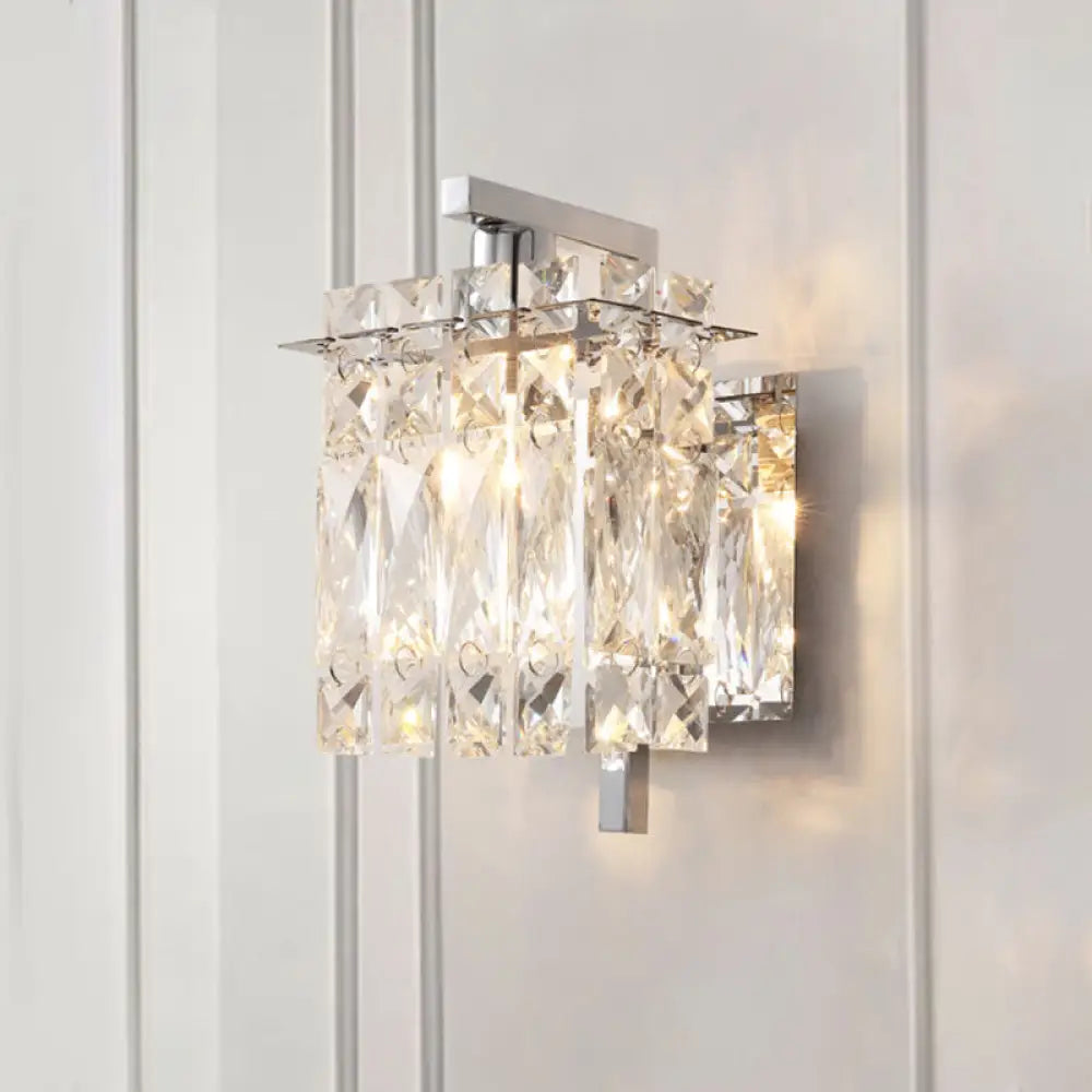 DecorBites™ Modern Crystal Rectangle Wall Light with 1/2/3 Lights - Flush Mount Wall Sconce in Chrome/Gold for Living Room