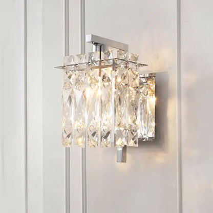 DecorBites™ Modern Crystal Rectangle Wall Light with 1/2/3 Lights - Flush Mount Wall Sconce in Chrome/Gold for Living Room