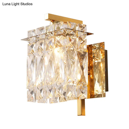 DecorBites™ Modern Crystal Rectangle Wall Light with 1/2/3 Lights - Flush Mount Wall Sconce in Chrome/Gold for Living Room