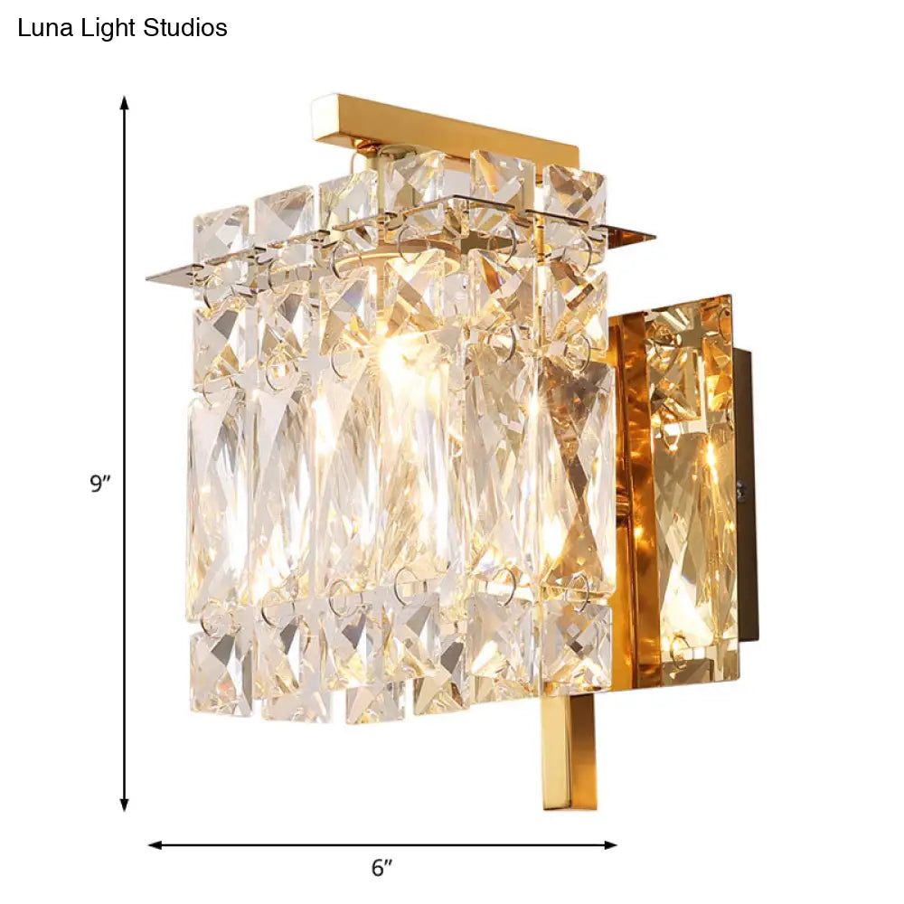 DecorBites™ Modern Crystal Rectangle Wall Light with 1/2/3 Lights - Flush Mount Wall Sconce in Chrome/Gold for Living Room