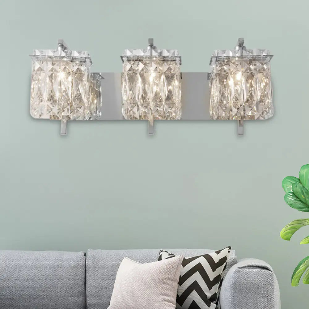 DecorBites™ Modern Crystal Rectangle Wall Light with 1/2/3 Lights - Flush Mount Wall Sconce in Chrome/Gold for Living Room