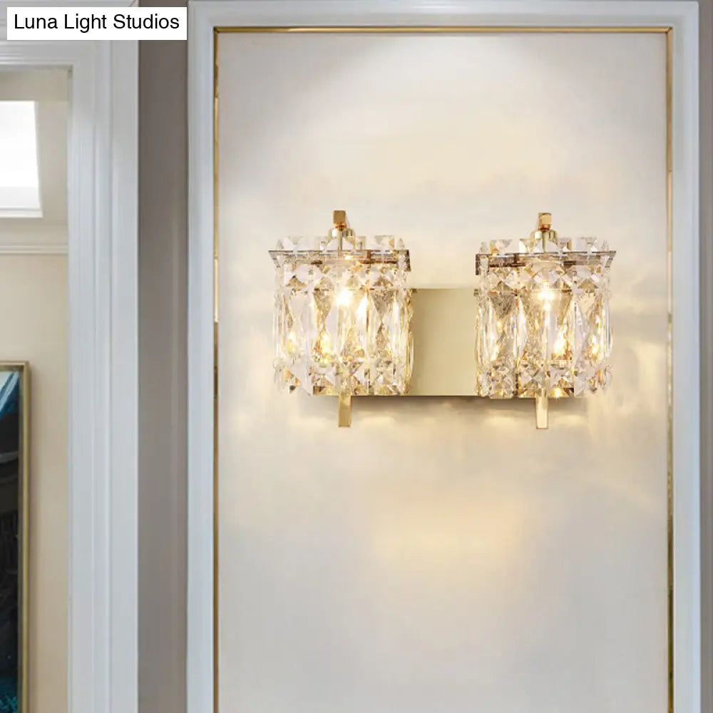 DecorBites™ Modern Crystal Rectangle Wall Light with 1/2/3 Lights - Flush Mount Wall Sconce in Chrome/Gold for Living Room