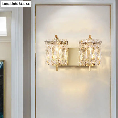 DecorBites™ Modern Crystal Rectangle Wall Light with 1/2/3 Lights - Flush Mount Wall Sconce in Chrome/Gold for Living Room