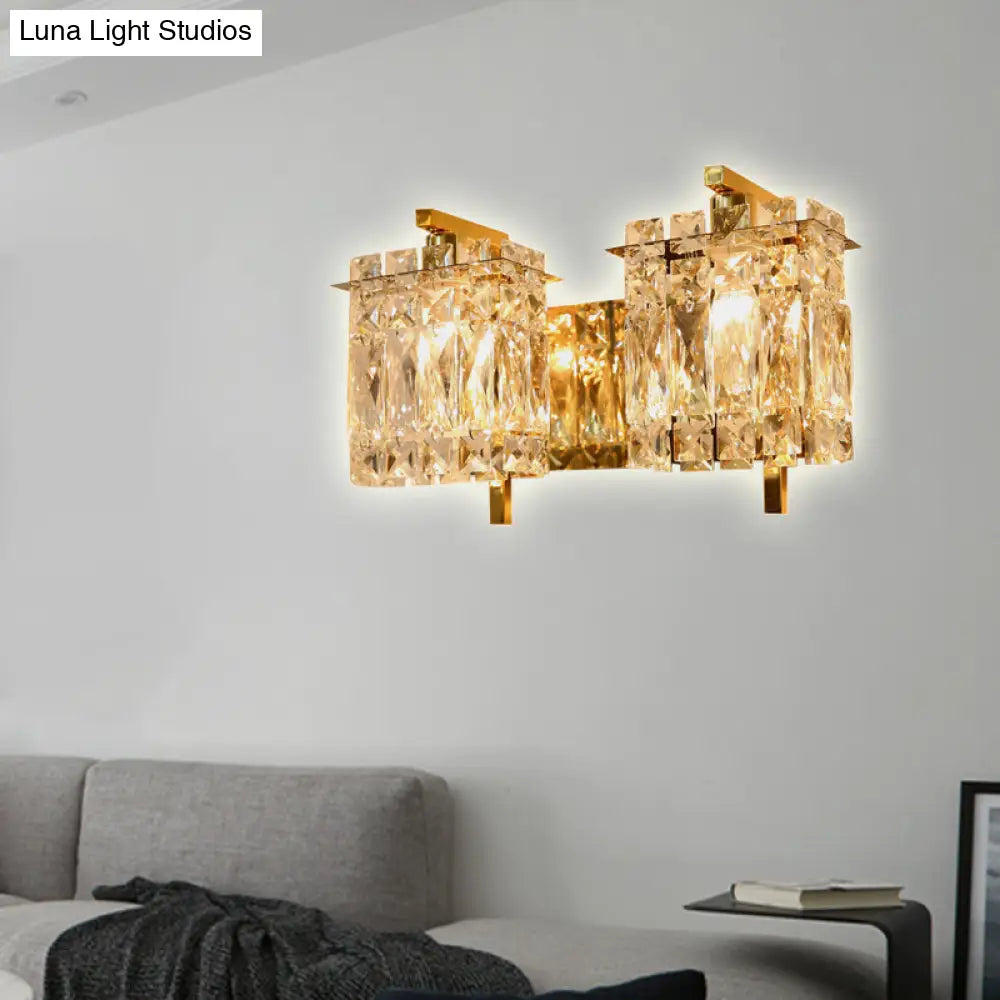DecorBites™ Modern Crystal Rectangle Wall Light with 1/2/3 Lights - Flush Mount Wall Sconce in Chrome/Gold for Living Room