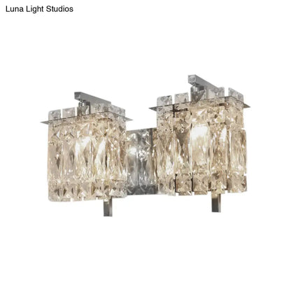 DecorBites™ Modern Crystal Rectangle Wall Light with 1/2/3 Lights - Flush Mount Wall Sconce in Chrome/Gold for Living Room