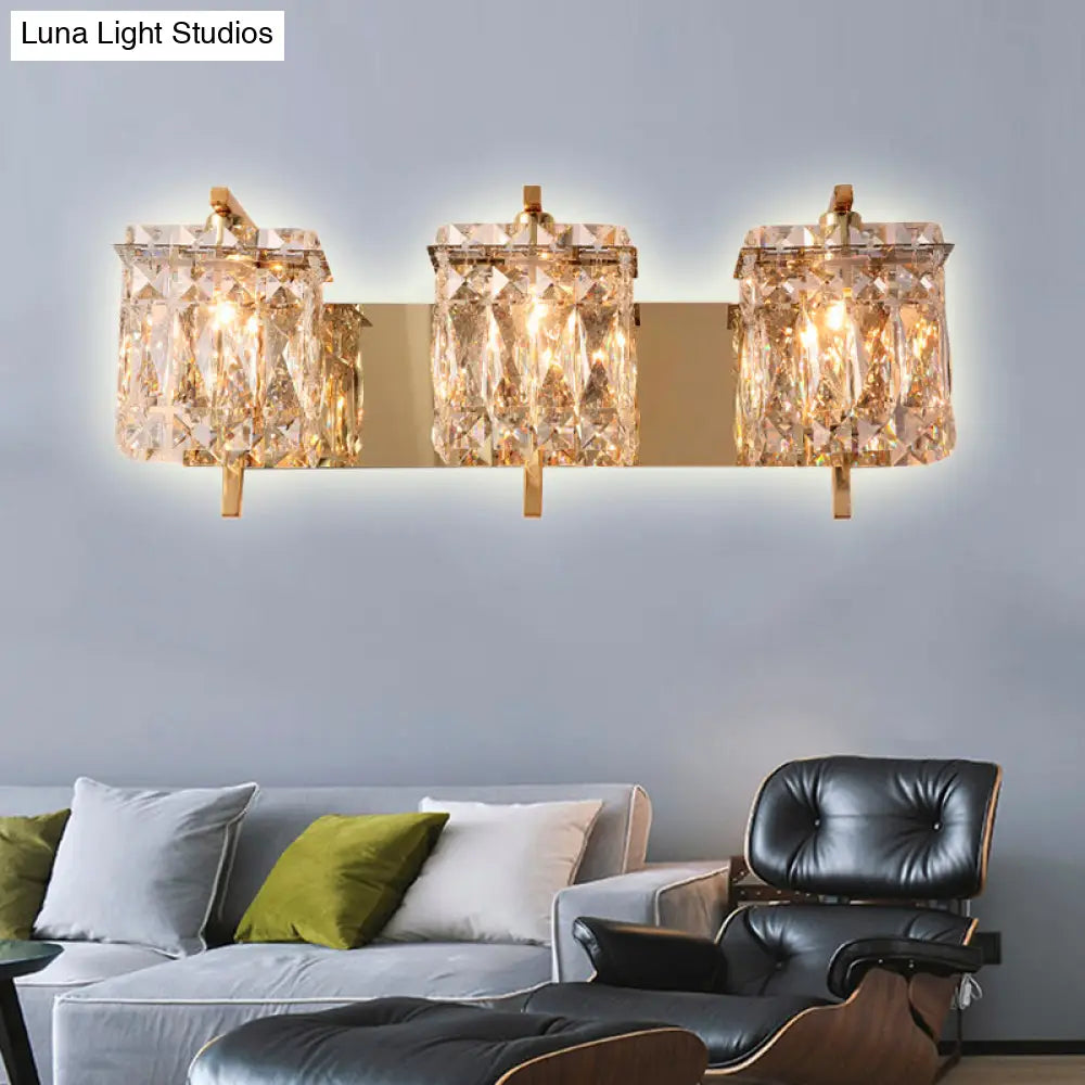 DecorBites™ Modern Crystal Rectangle Wall Light with 1/2/3 Lights - Flush Mount Wall Sconce in Chrome/Gold for Living Room