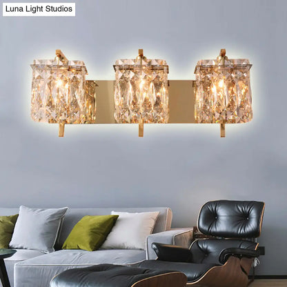 DecorBites™ Modern Crystal Rectangle Wall Light with 1/2/3 Lights - Flush Mount Wall Sconce in Chrome/Gold for Living Room