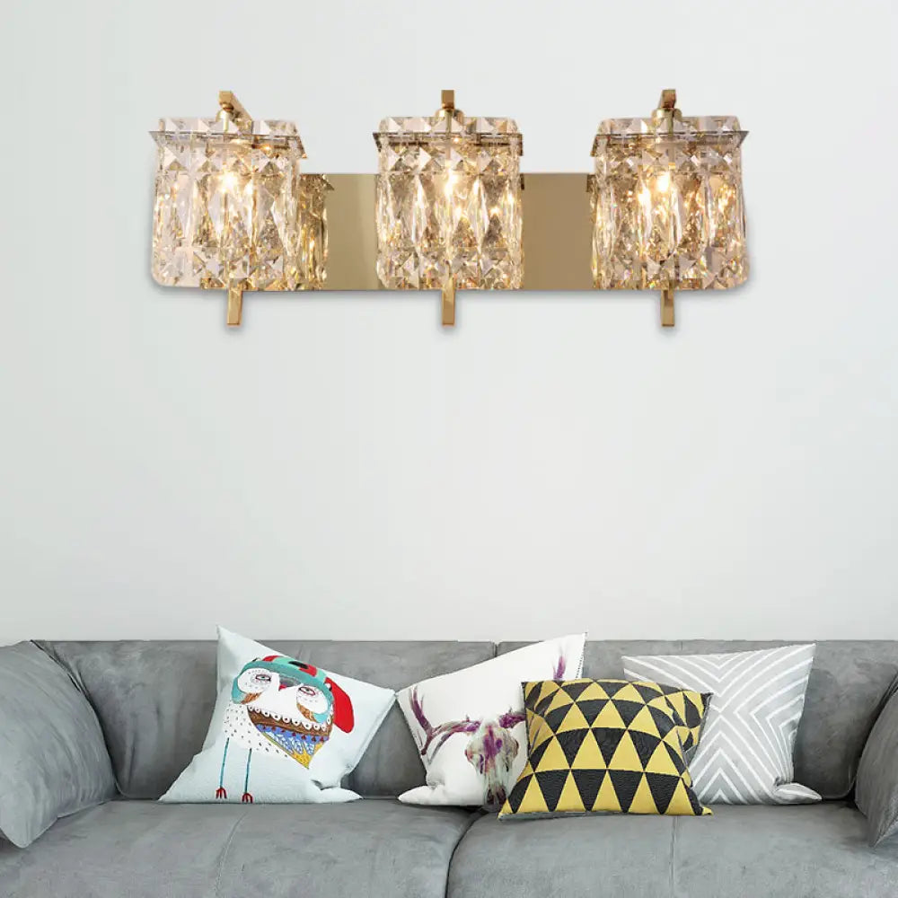 DecorBites™ Modern Crystal Rectangle Wall Light with 1/2/3 Lights - Flush Mount Wall Sconce in Chrome/Gold for Living Room