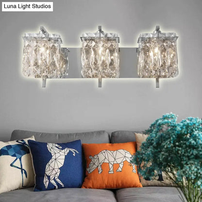 DecorBites™ Modern Crystal Rectangle Wall Light with 1/2/3 Lights - Flush Mount Wall Sconce in Chrome/Gold for Living Room