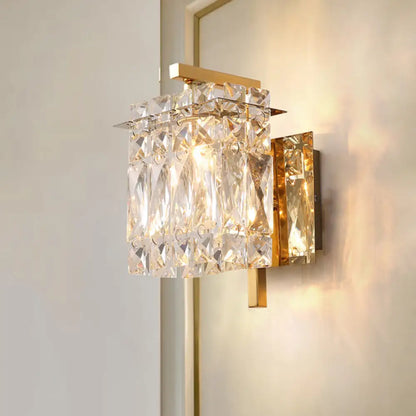 DecorBites™ Modern Crystal Rectangle Wall Light with 1/2/3 Lights - Flush Mount Wall Sconce in Chrome/Gold for Living Room