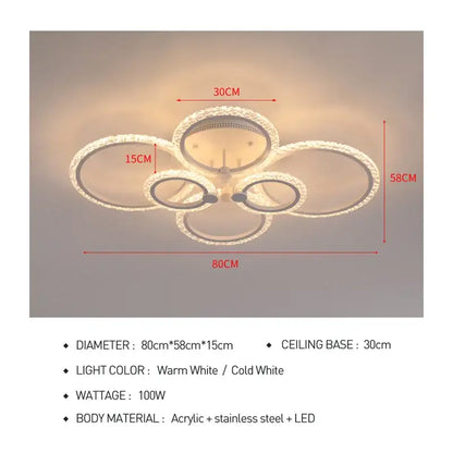 Modern crystal ring acrylic ceiling lights for living room