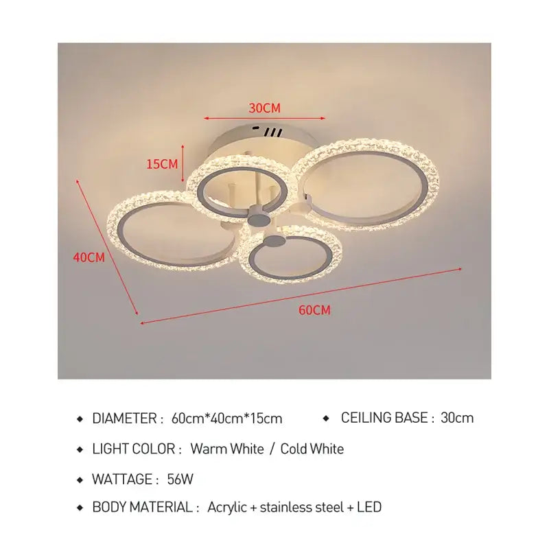 Modern crystal ring acrylic ceiling lights for living room