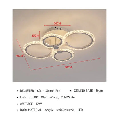 Modern crystal ring acrylic ceiling lights for living room