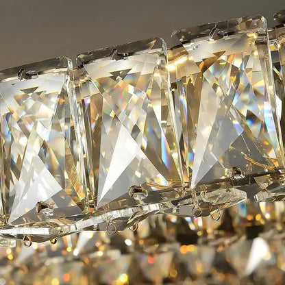 Modern crystal ring ceiling light for dining room dimmable gold led