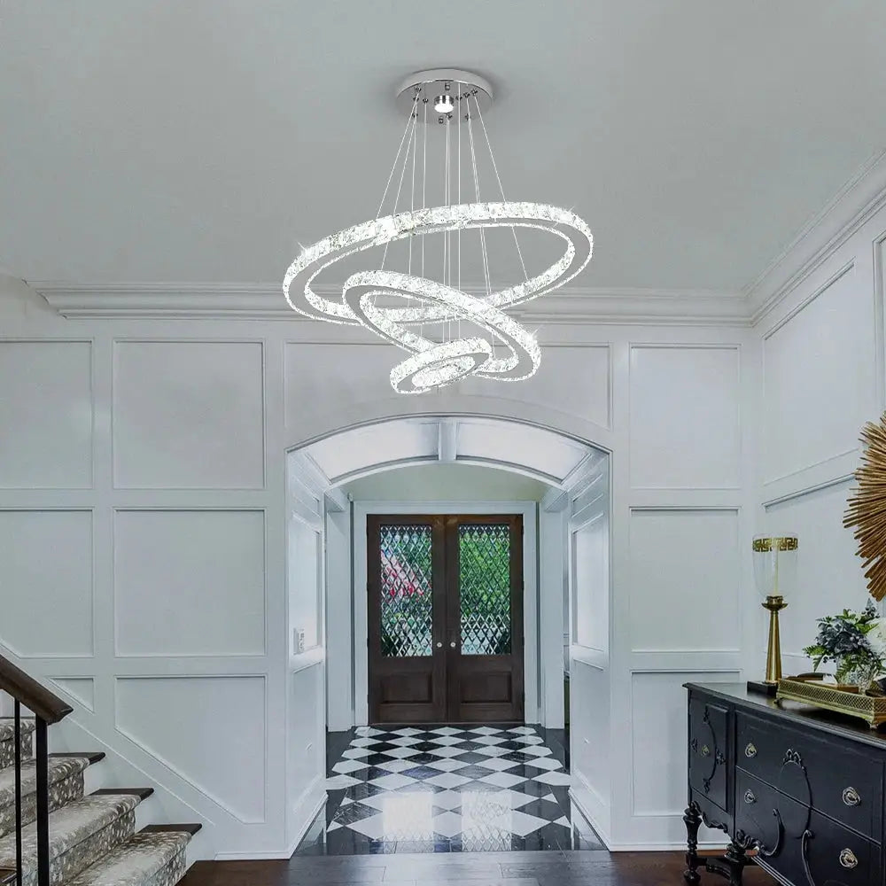 Modern crystal rings led pendant light dining room chandelier