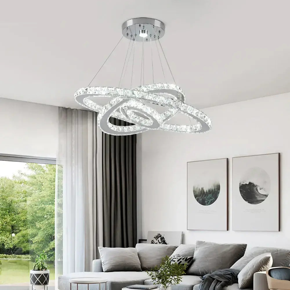 Modern crystal rings led pendant light dining room chandelier
