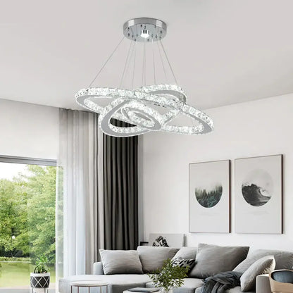 Modern crystal rings led pendant light dining room chandelier