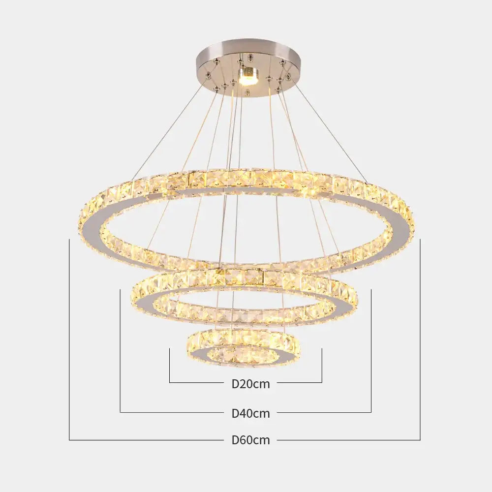 Modern crystal rings led pendant light dining room chandelier