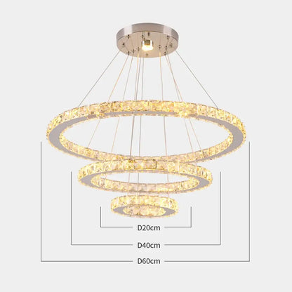 Modern crystal rings led pendant light dining room chandelier