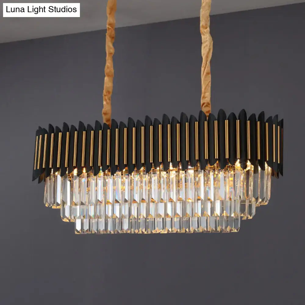 Modern crystal rod black & gold chandelier dining room light