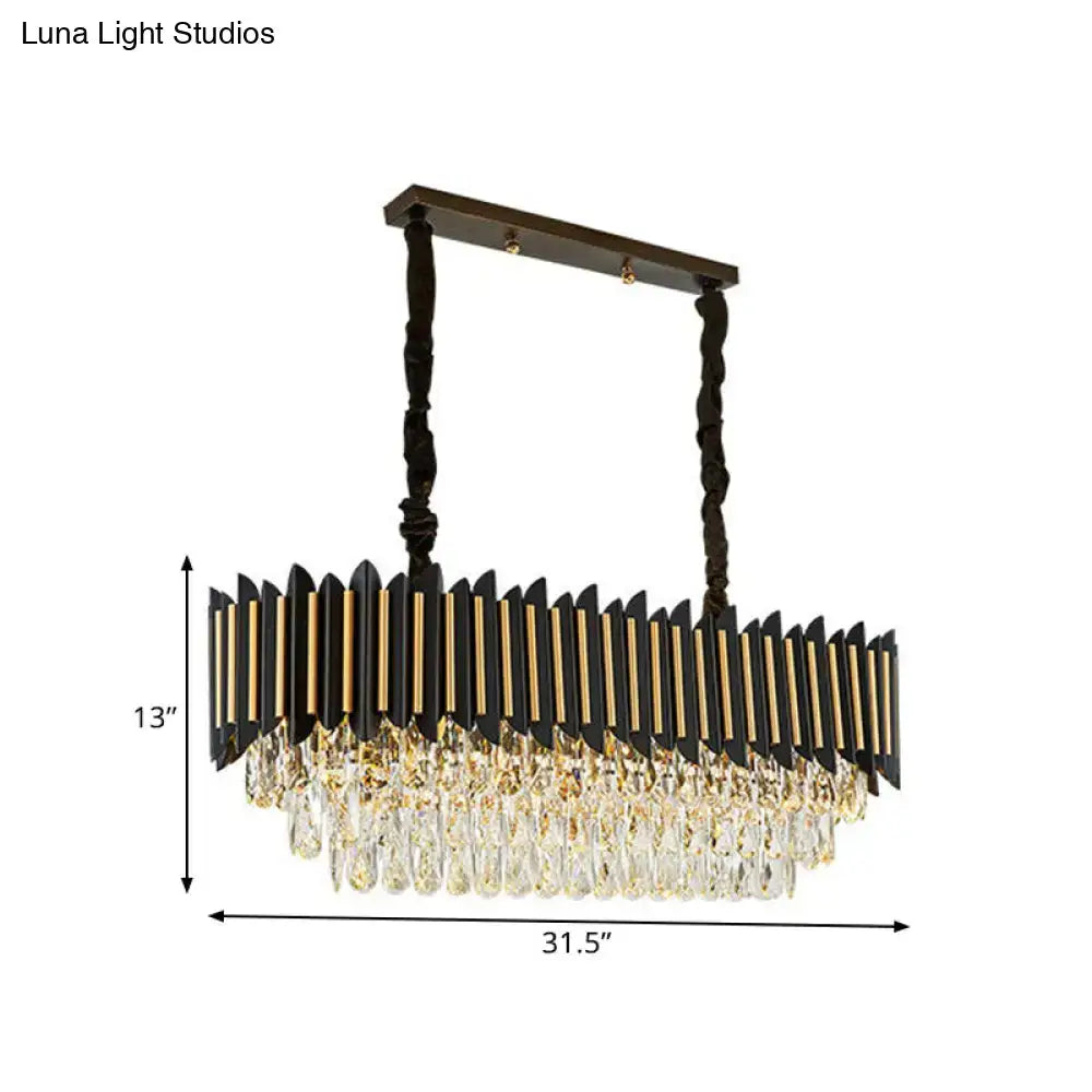 Modern crystal rod black & gold chandelier dining room light