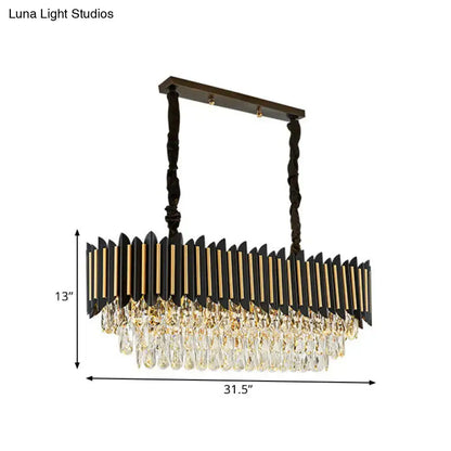 Modern crystal rod black & gold chandelier dining room light