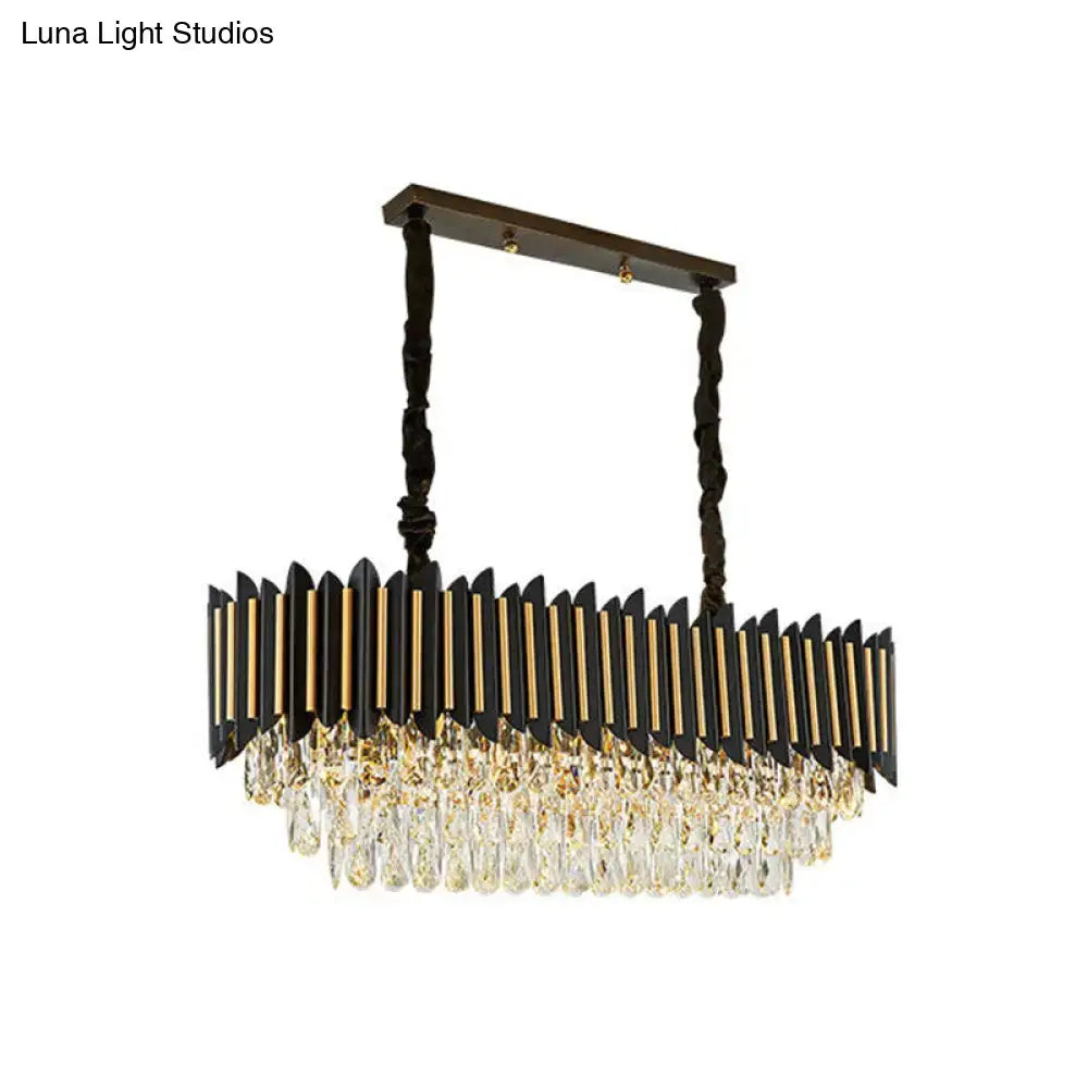 Modern crystal rod black & gold chandelier dining room light