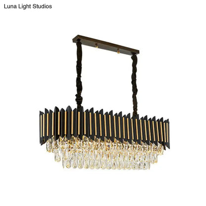 Modern crystal rod black & gold chandelier dining room light