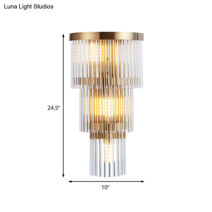 DecorBites™ Modern Crystal Rod Tiered Sconce Light - 2/3 Lights, Gold Wall Mounted - Dining Room Lighting