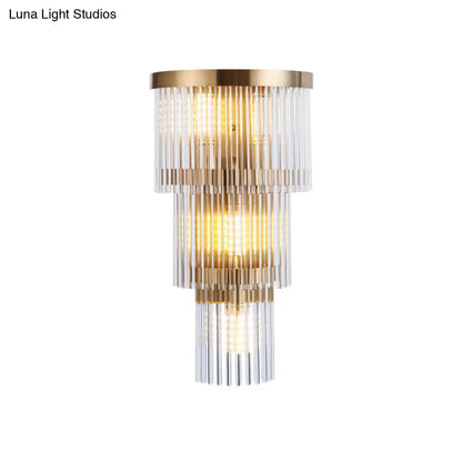 DecorBites™ Modern Crystal Rod Tiered Sconce Light - 2/3 Lights, Gold Wall Mounted - Dining Room Lighting