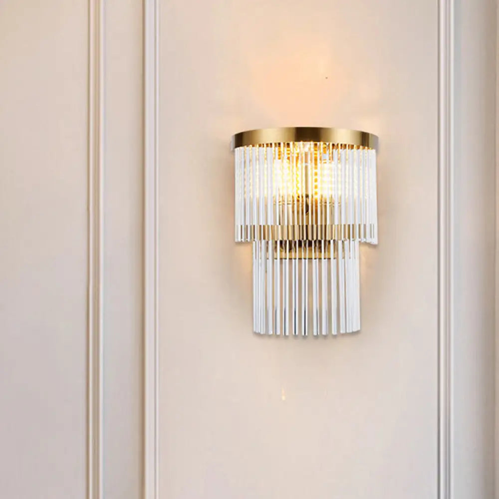 DecorBites™ Modern Crystal Rod Tiered Sconce Light - 2/3 Lights, Gold Wall Mounted - Dining Room Lighting