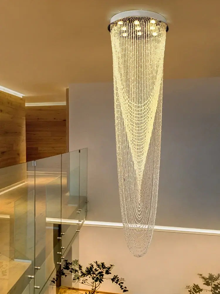 Modern crystal rotating chandelier living room cascading light