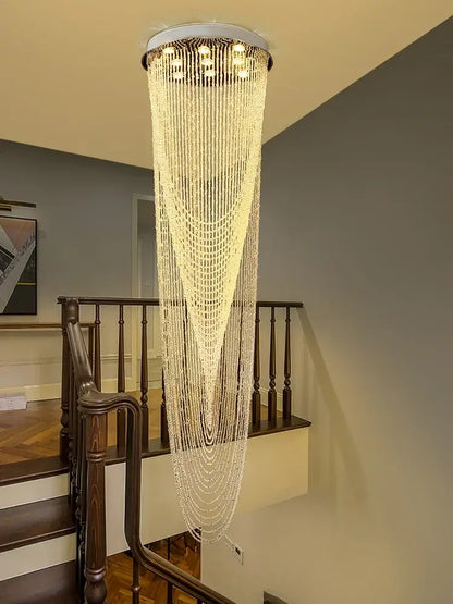 Modern crystal rotating chandelier living room cascading light