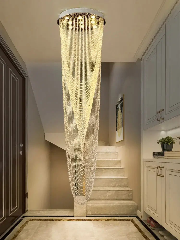 Modern crystal rotating chandelier living room cascading light