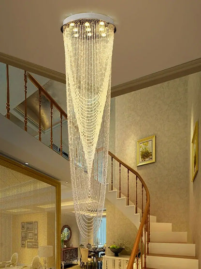 Modern crystal rotating chandelier living room cascading light