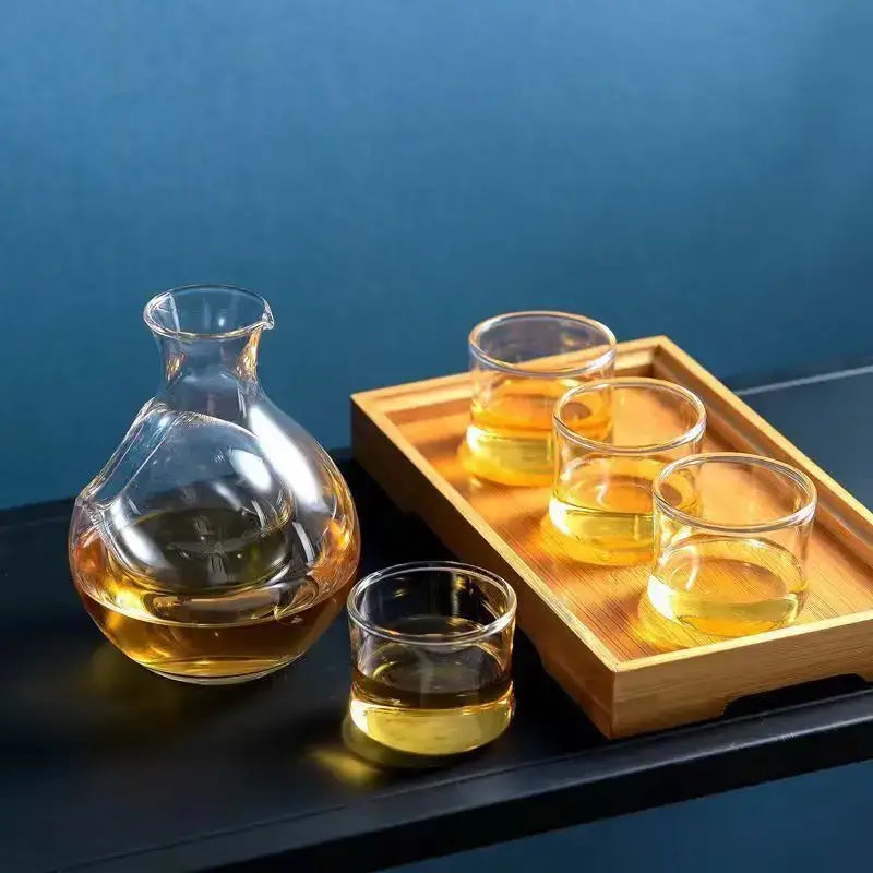 Modern crystal sake ice jug – dining room glass beverage carafe