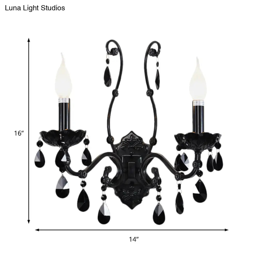 DecorBites™ Modern Crystal Sconce in Polished Black: 1/2-Light Cone Wall Mount with Optional Shade for Living Room