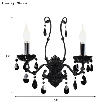 DecorBites™ Modern Crystal Sconce in Polished Black: 1/2-Light Cone Wall Mount with Optional Shade for Living Room