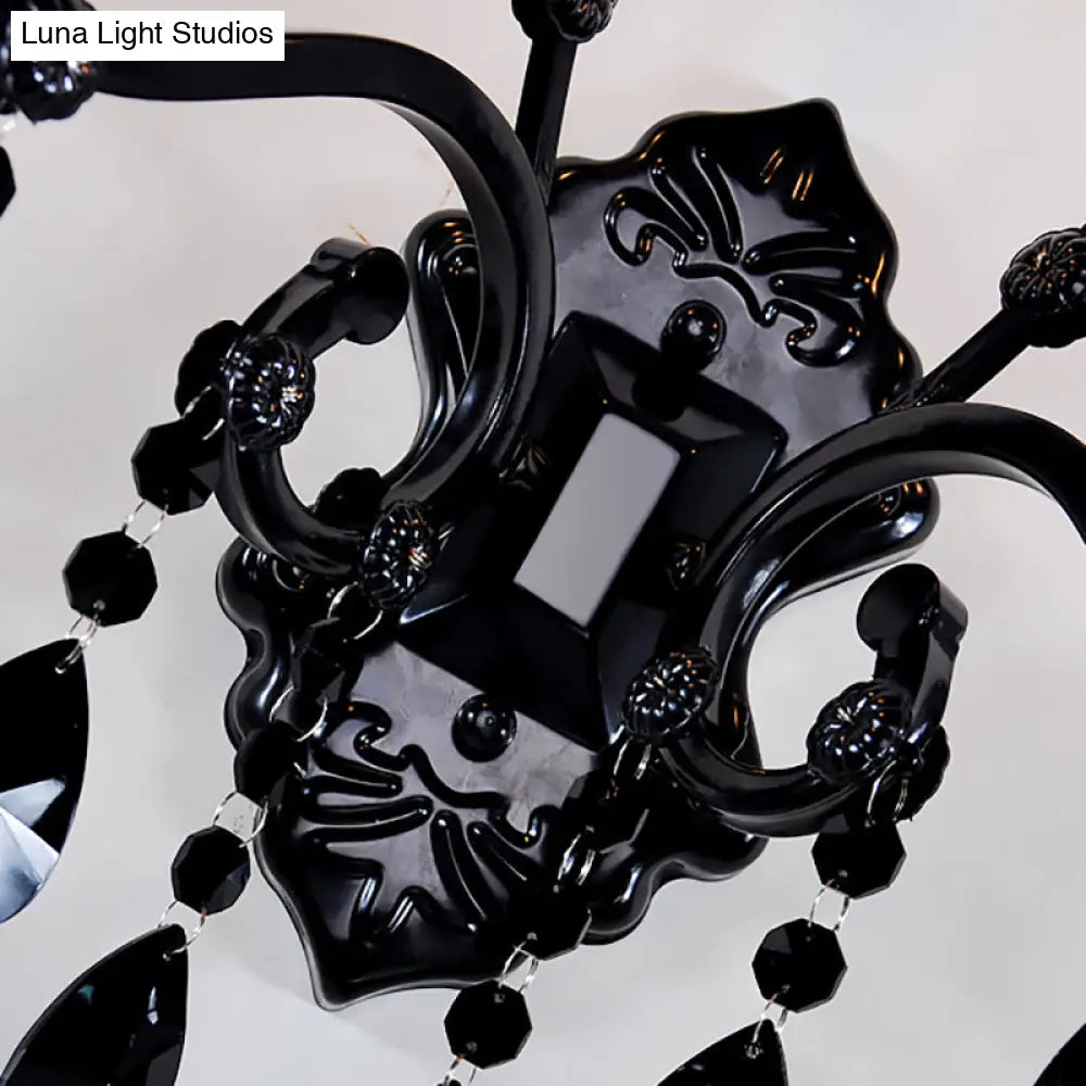 DecorBites™ Modern Crystal Sconce in Polished Black: 1/2-Light Cone Wall Mount with Optional Shade for Living Room