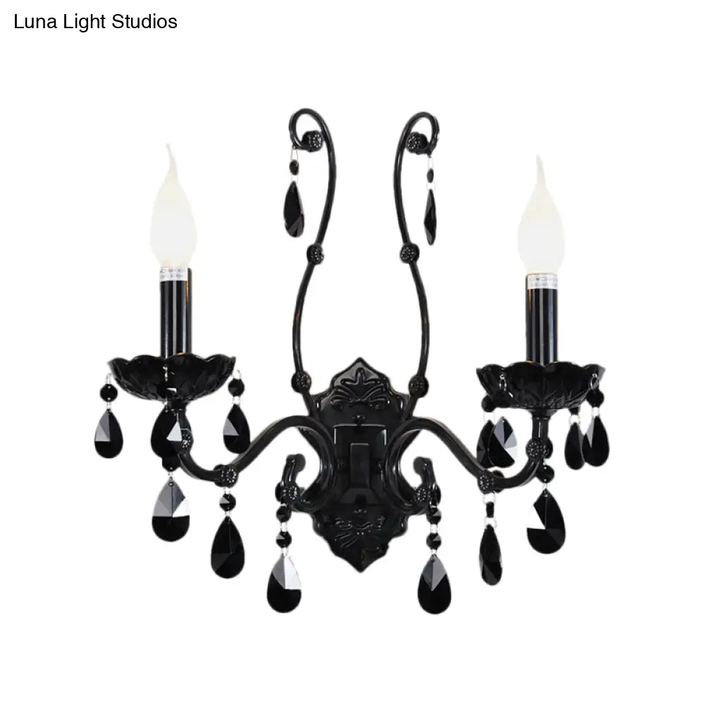 DecorBites™ Modern Crystal Sconce in Polished Black: 1/2-Light Cone Wall Mount with Optional Shade for Living Room
