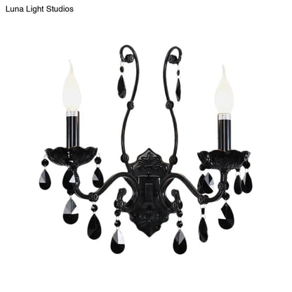 DecorBites™ Modern Crystal Sconce in Polished Black: 1/2-Light Cone Wall Mount with Optional Shade for Living Room