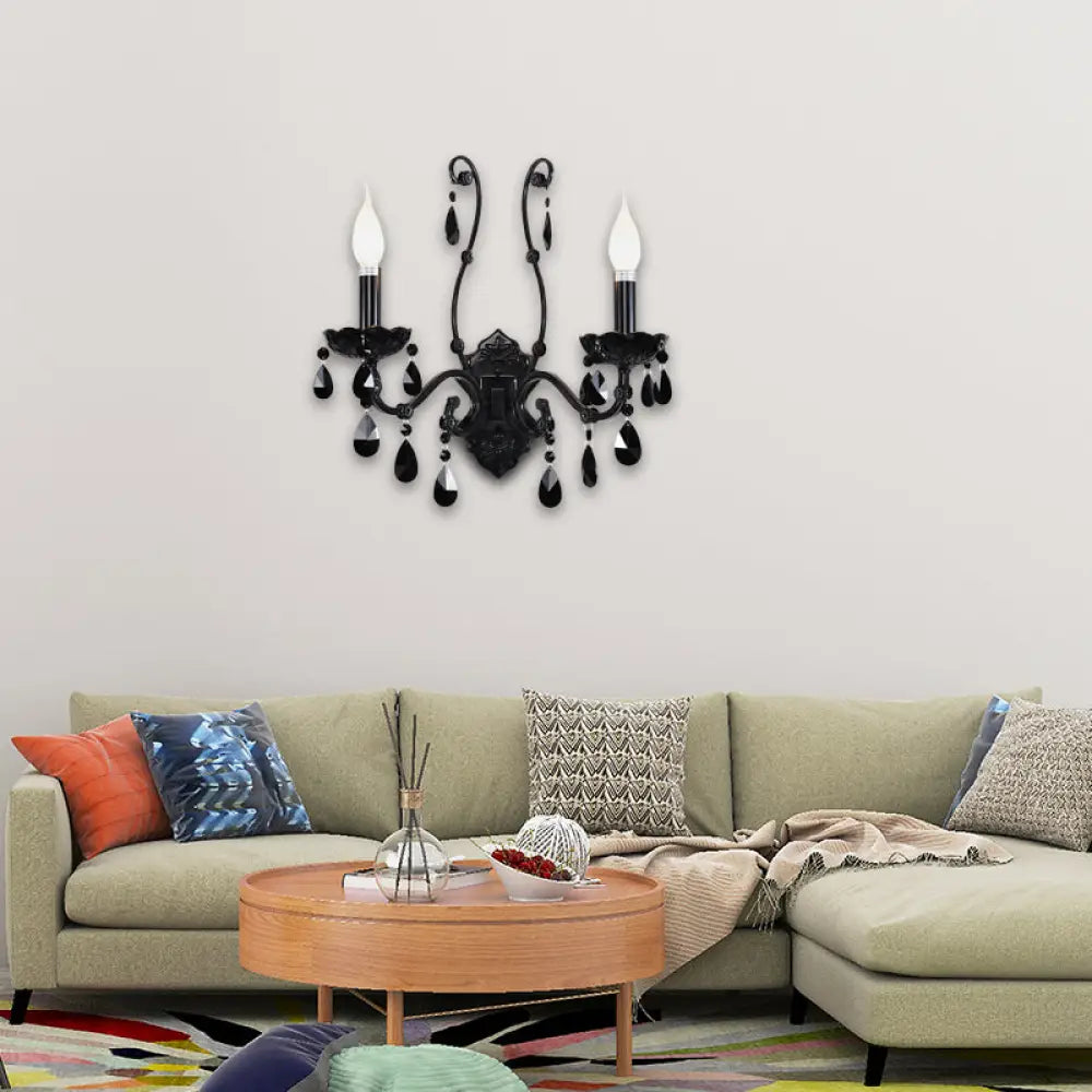 DecorBites™ Modern Crystal Sconce in Polished Black: 1/2-Light Cone Wall Mount with Optional Shade for Living Room