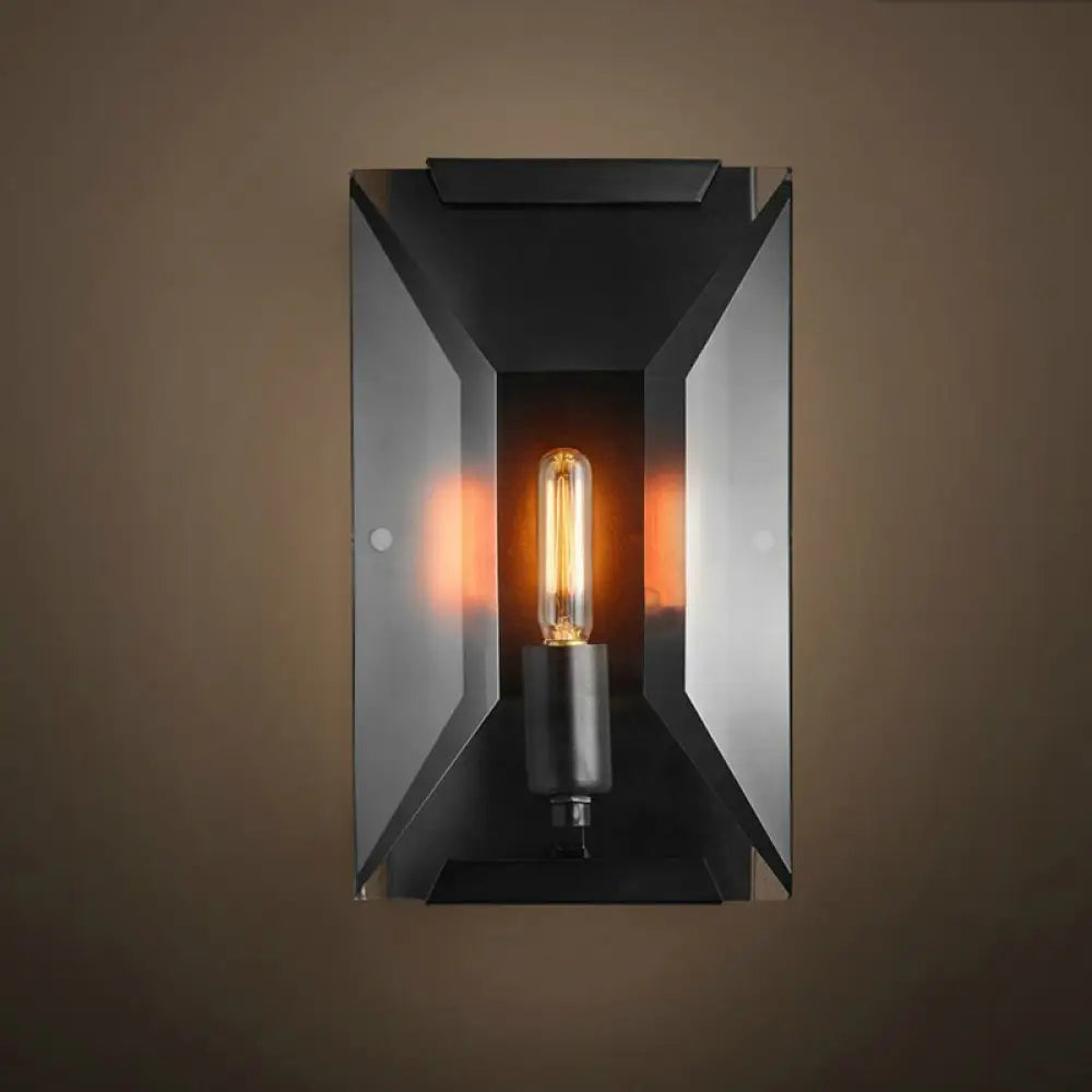 DecorBites™ Modern Crystal Sconce Light: Black Wall Mounted Fixture for Corridors - 1 Head, Rectangle Shape
