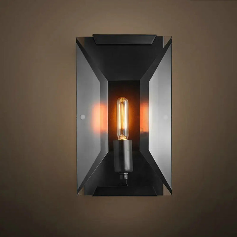 DecorBites™ Modern Crystal Sconce Light: Black Wall Mounted Fixture for Corridors - 1 Head, Rectangle Shape