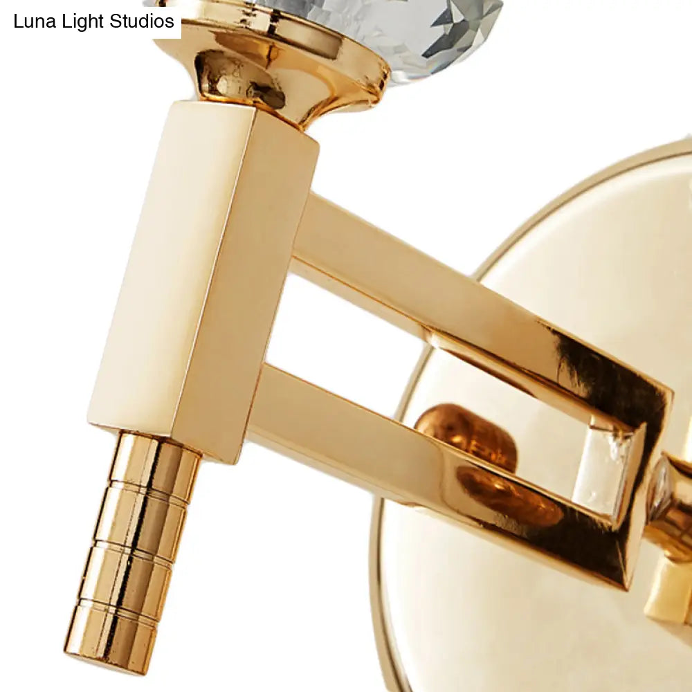 DecorBites™ Modern Crystal Shade Wall Light: 1-Light Gold Cylinder Sconce Fixture