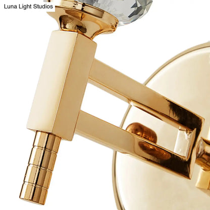 DecorBites™ Modern Crystal Shade Wall Light: 1-Light Gold Cylinder Sconce Fixture